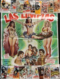 3j014 LOT OF 37 FOLDED MEXICAN POSTERS '50s-70s cool different art from a variety of movies!