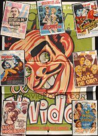 3j023 LOT OF 8 FOLDED MEXICAN EXPORT POSTERS '60s different art from a variety of movies!
