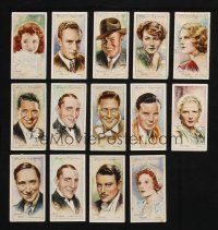 3j250 LOT OF 14 ENGLISH CIGARETTE CARDS OF FILM STARS '40s art of top Hollywood stars in color!