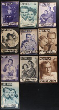 3j178 LOT OF 10 MON FILM FRENCH MAGAZINES '40s-50s Humphrey Bogart, James Cagney, Holden & more!
