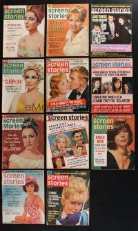 3j174 LOT OF 11 SCREEN STORIES MAGAZINES '60s-70s Elizabeth Taylor, Debbie Reynolds, Natalie Wood