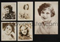 3j279 LOT OF 5 FAN PHOTOS '30s-40s Elizabeth Taylor, Claudette Colbert & more!