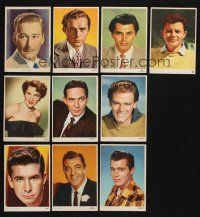 3j271 LOT OF 10 ARGENTINEAN POSTCARDS OF MOVIE STARS '50s Errol Flynn, Dirk Bogarde & more!