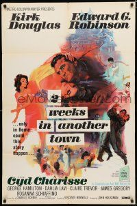 3k003 2 WEEKS IN ANOTHER TOWN 1sh '62 cool art of Kirk Douglas & sexy Cyd Charisse by Bart Doe!