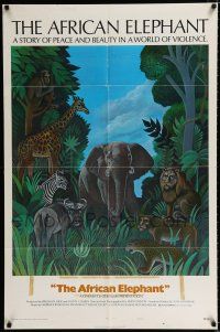 3k015 AFRICAN ELEPHANT style B 1sh '71 great artwork, get to know the jungle before they pave it!