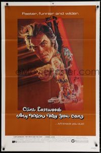 3k040 ANY WHICH WAY YOU CAN 1sh '80 cool artwork of Clint Eastwood by Bob Peak!