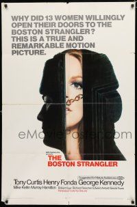 3k086 BOSTON STRANGLER 1sh '68 Tony Curtis, Henry Fonda, he killed thirteen girls!