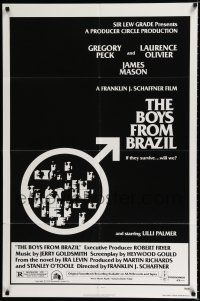 3k090 BOYS FROM BRAZIL 1sh '78 Gregory Peck is a Nazi on the run from Laurence Olivier!
