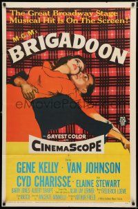 3k100 BRIGADOON 1sh '54 great romantic close up art of Gene Kelly & Cyd Charisse!