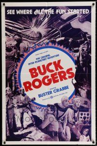3k104 BUCK ROGERS 1sh R66 Buster Crabbe sci-fi serial, see where all the fun started!