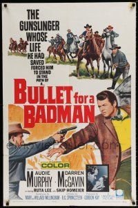 3k106 BULLET FOR A BADMAN 1sh '64 cowboy Audie Murphy is framed for murder by Darren McGavin!