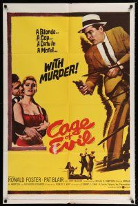 3k112 CAGE OF EVIL 1sh '60 Ronald Foster, Patricia Blair, blonde bait in a murder trap!