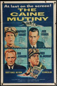 3k114 CAINE MUTINY 1sh '54 art of Humphrey Bogart, Jose Ferrer, Van Johnson & Fred MacMurray!