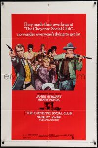 3k138 CHEYENNE SOCIAL CLUB 1sh '70 Jimmy Stewart, Henry Fonda w/guns & ladies of the night!