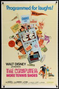 3k158 COMPUTER WORE TENNIS SHOES revised 1sh '69 Walt Disney, art of Kurt Russell & wacky machine!