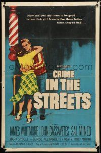 3k171 CRIME IN THE STREETS 1sh '56 directed by Don Siegel, Sal Mineo & 1st John Cassavetes!