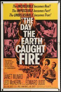 3k193 DAY THE EARTH CAUGHT FIRE 1sh '62 Val Guest sci-fi, most jolting events of tomorrow!