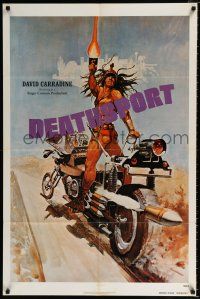 3k202 DEATHSPORT teaser 1sh '78 David Carradine, cool art of futuristic battle motorcycle!