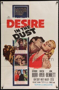 3k207 DESIRE IN THE DUST 1sh '60 only the hot sun was witness to Martha Hyer's shameless sin!