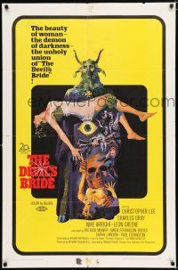 3k210 DEVIL'S BRIDE 1sh '68 wild art, the union of the beauty of woman and the demon of darkness!