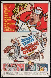 3k219 DISORDERLY ORDERLY 1sh '65 artwork of wackiest hospital nurse Jerry Lewis!