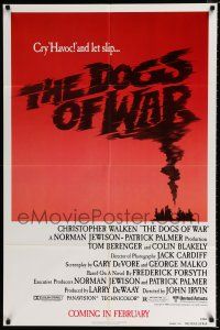 3k224 DOGS OF WAR advance 1sh '81 Christopher Walken, cool title art made from smoke!