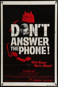 3k225 DON'T ANSWER THE PHONE 1sh '80 he'll know you're alone, sexy horror!