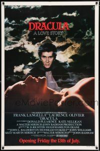 3k235 DRACULA advance 1sh '79 Bram Stoker, close up of vampire Frank Langella & sexy girl!
