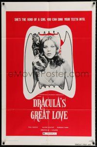 3k238 DRACULA'S GREAT LOVE 1sh '74 sexy vampire, the kind of girl you can sink your teeth into!
