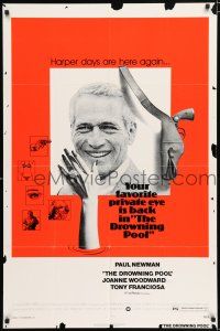 3k245 DROWNING POOL 1sh '75 cool image of Paul Newman as private eye Lew Harper!
