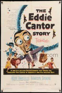 3k251 EDDIE CANTOR STORY 1sh '53 great wacky art of Keefe Brasselle w/sexy dancers!