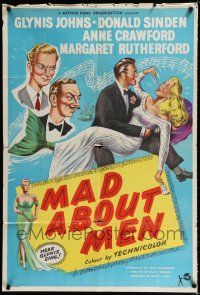 3k501 MAD ABOUT MEN English 1sh '54 artwork of sexy mermaid Glynis Johns!