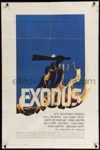 3k267 EXODUS 1sh '61 Otto Preminger, great artwork of arms reaching for rifle by Saul Bass!
