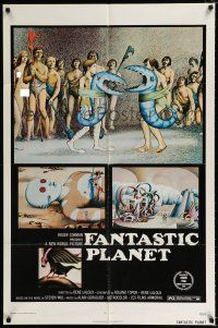 3k278 FANTASTIC PLANET 1sh '73 La Planete Sauvage, wild sci-fi cartoon art, Cannes winner!