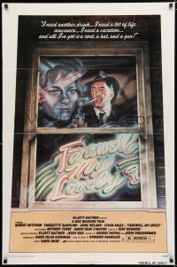 3k279 FAREWELL MY LOVELY 1sh '75 cool David McMacken artwork of Robert Mitchum smoking in window!
