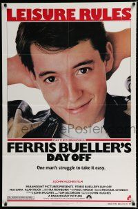 3k284 FERRIS BUELLER'S DAY OFF 1sh '86 c/u of Matthew Broderick in John Hughes teen classic!