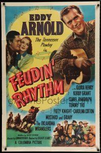 3k285 FEUDIN' RHYTHM 1sh '49 Eddy Arnold the Tennessee Plowboy with his guitar!