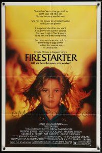 3k290 FIRESTARTER 1sh '84 close up of creepy eight year-old Drew Barrymore, sci-fi!