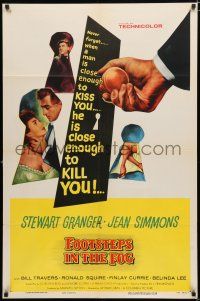 3k301 FOOTSTEPS IN THE FOG style B 1sh '55 Stewart Granger there to kiss or kill Jean Simmons!