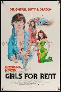 3k328 GIRLS FOR RENT 1sh '74 sexy delightful dirty & deadly bad girl Georgina Spelvin!