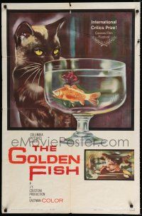 3k334 GOLDEN FISH 1sh '59 Historie d'un Poisson Rouge, great artwork of cat & goldfish!
