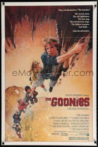 3k336 GOONIES 1sh '85 Josh Brolin, teen adventure classic, Drew Struzan art!