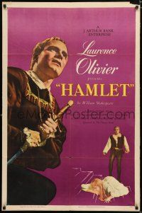 3k349 HAMLET 1sh '49 Laurence Olivier in William Shakespeare classic, Best Picture winner!