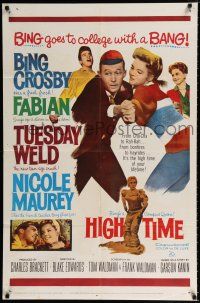 3k369 HIGH TIME 1sh '60 Blake Edwards directed, Bing Crosby, Fabian, sexy young Tuesday Weld!