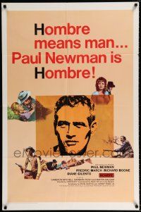 3k376 HOMBRE 1sh '66 Paul Newman, directed by Martin Ritt, it means man!