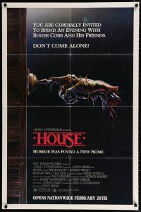 3k384 HOUSE advance 1sh '86 great artwork of severed hand ringing doorbell, don't come alone!