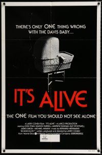 3k423 IT'S ALIVE 1sh R76 Larry Cohen, classic creepy baby carriage image!