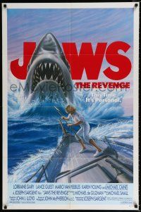 3k433 JAWS: THE REVENGE 1sh '87 art of the Great White Shark, this time it's personal!