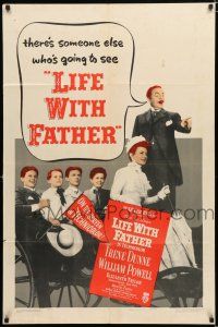 3k474 LIFE WITH FATHER style 2 1sh '47 cool art of William Powell & Irene Dunne!