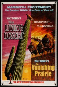 3k484 LIVING DESERT/VANISHING PRAIRIE 1sh '71 art from Walt Disney wildlife double-bill!